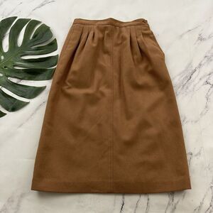 Personal Womens Vintage 80s Pencil Skirt Size 6 Camel Tan Brown Wool Pockets